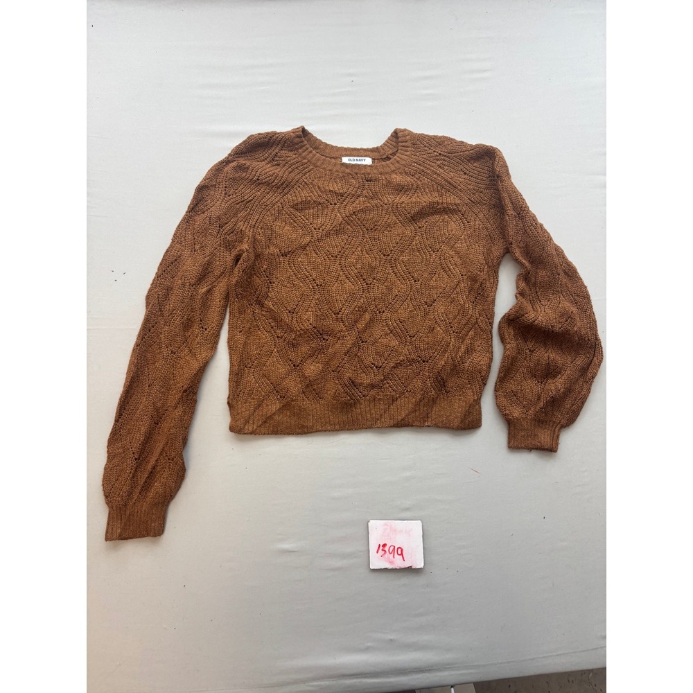 Old Navy Girls XL 14-16 Brown Cable Knit Pullover Sweater Long Sleeve Crew Neck
